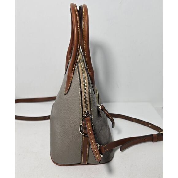 Dooney & Bourke Domed Satchel /Crossbody Taupe/Tan Pebble Leather & Tan Wallet - Picture 6 of 16